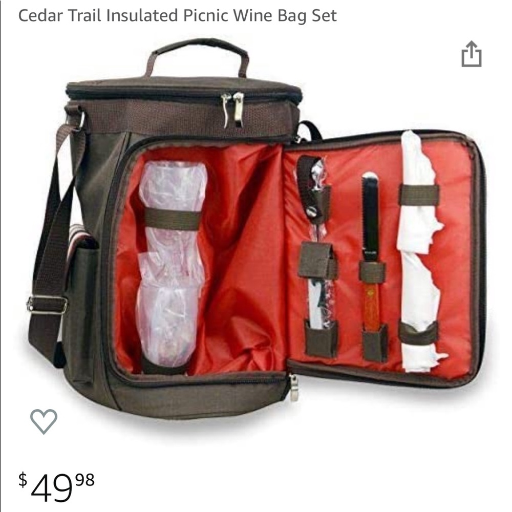Cedar Trail Insulated Picnic Wine Bag Set